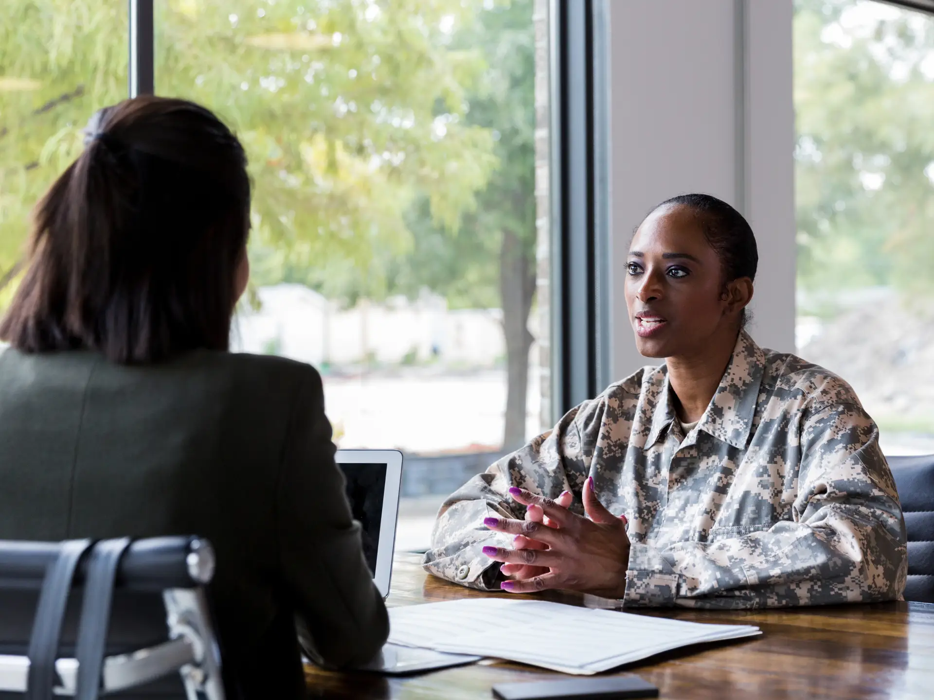 veteran meeting with advisor
